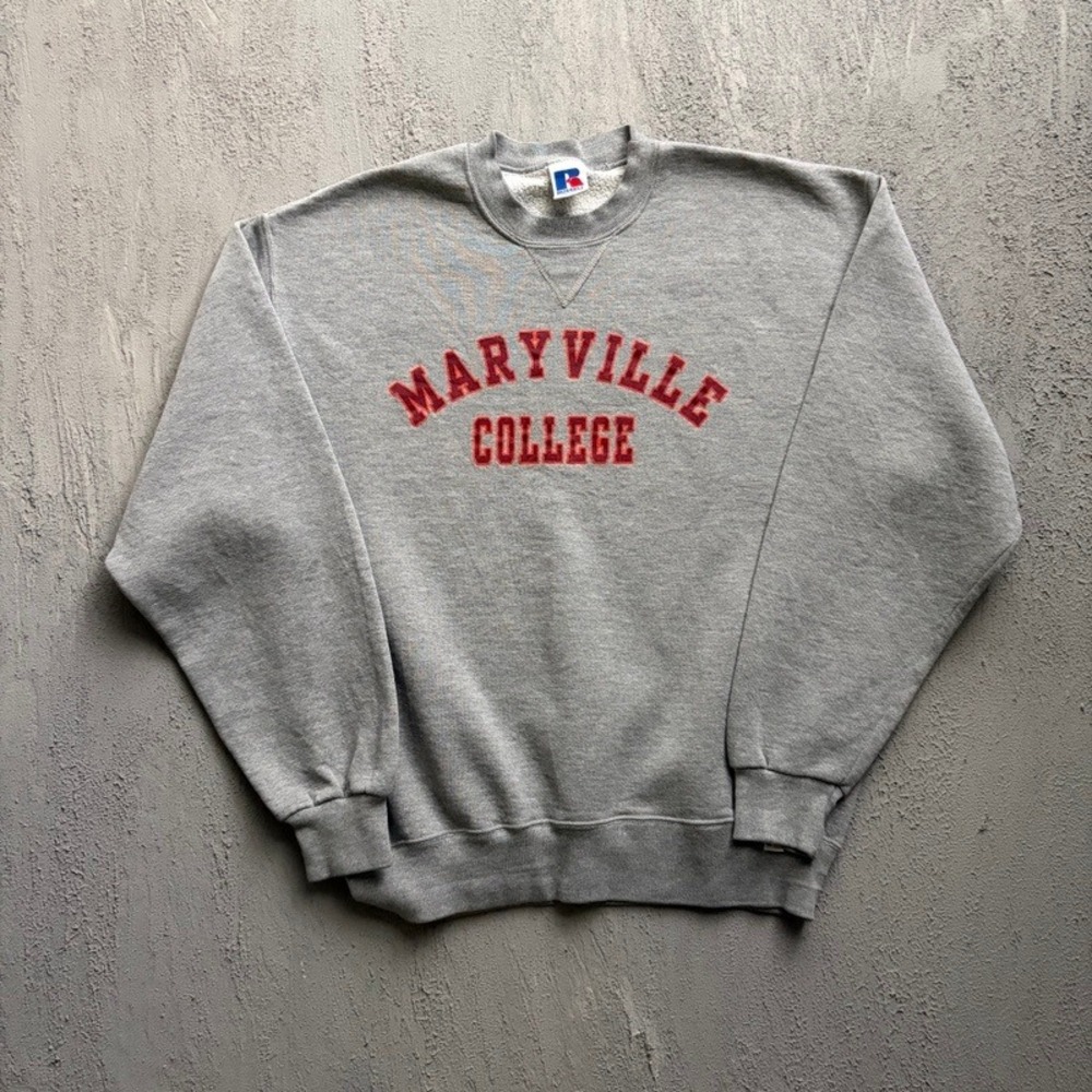 Vintage Maryville College Sweatshirt Large Grey 1990s Russell Athletic